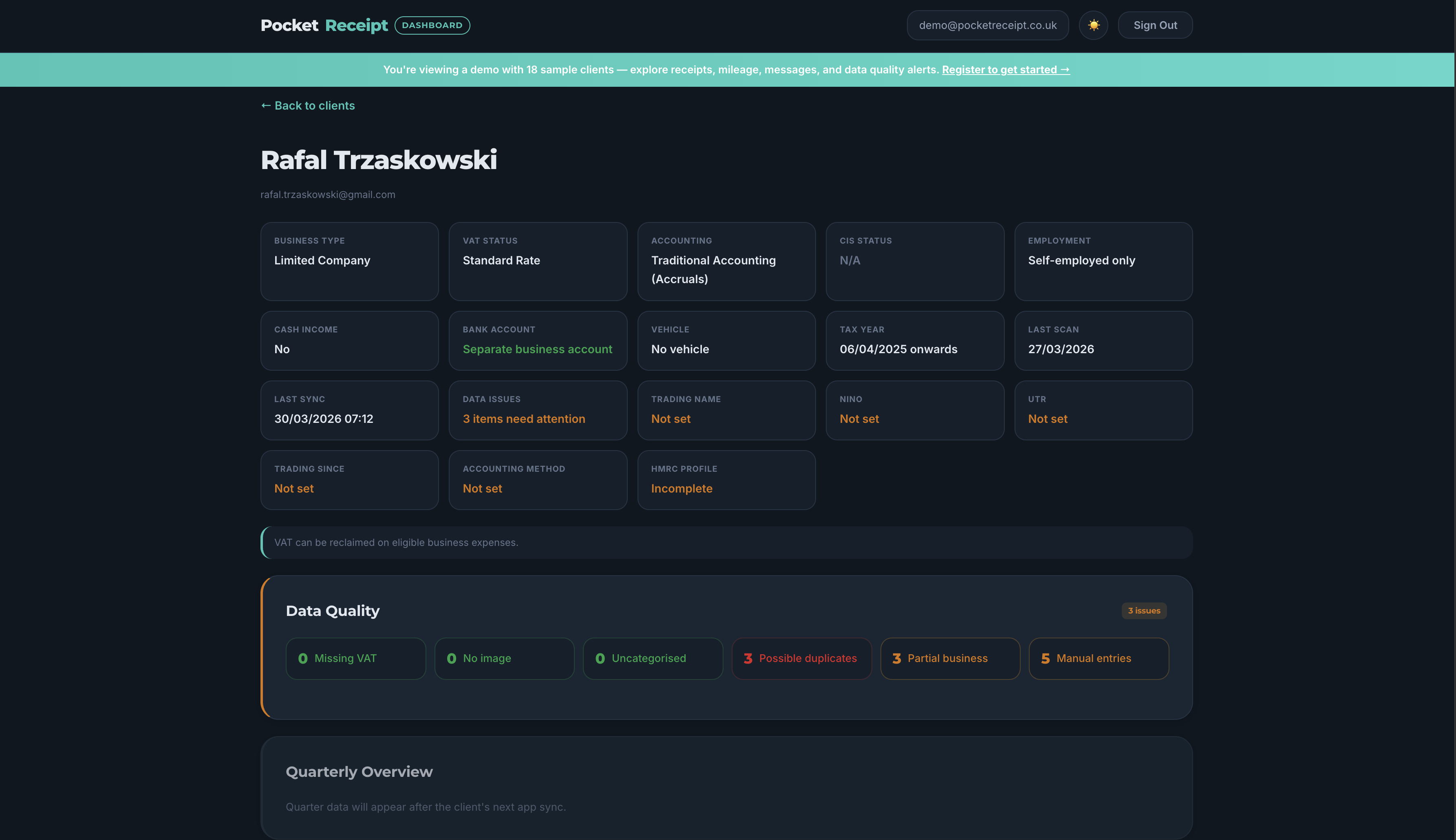 PocketReceipt app screenshot